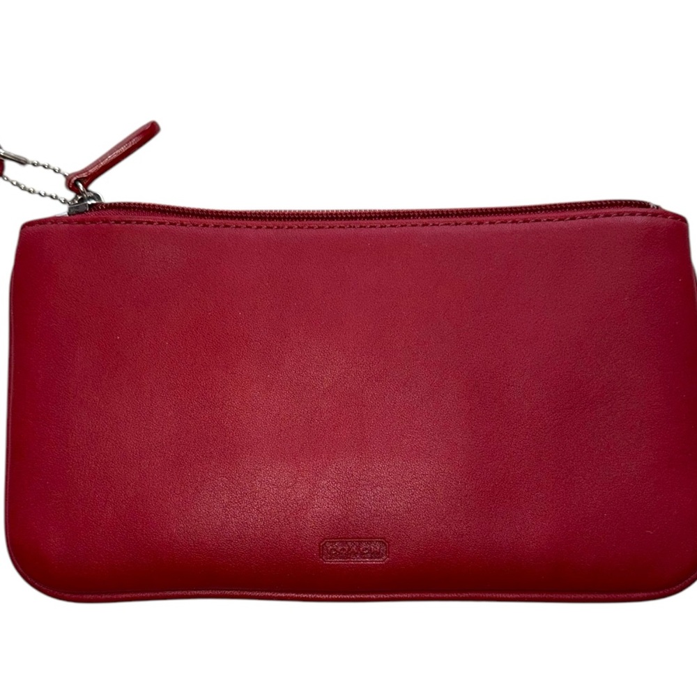Vintage Red Coach Leather pouch cash wallet cosmetic makeup bag - Picture 4 of 10